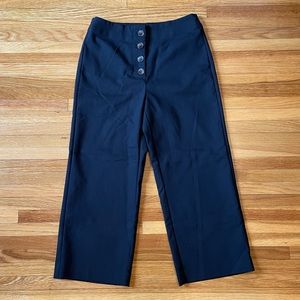 Petite high waisted cropped work culottes with button detailing